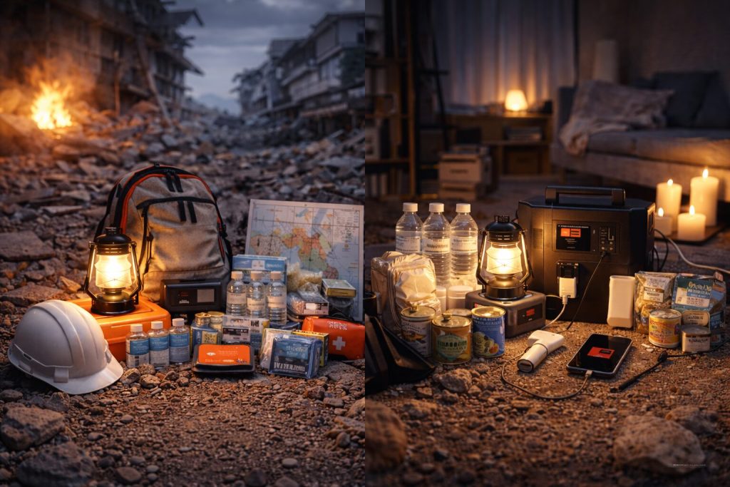 地震・停電に備える防災グッズのイメージ